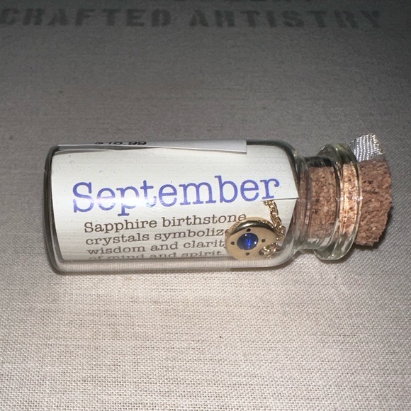 BRAND NEW - Birthstone Bottle Necklace in SEPTEMBER in SAPPHIRE. PERFECT GIFT!!! - Picture 11 of 15